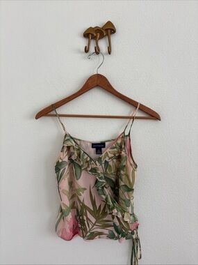 Vintage ANN TAYLOR Silk Pink Floral Watercolor Tank Top size 4